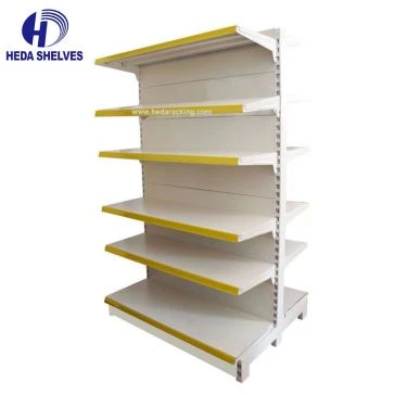 Kệ tạp hóa màu vàng và trắng